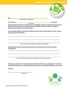 Preview of Eco Action Letter Writing Templates
