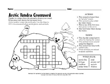 Preview of Eco Enrichment: Arctic Tundra-Themed Crossword