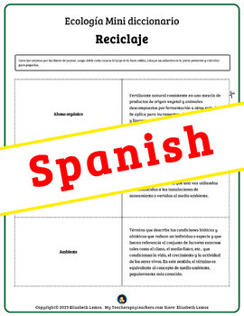 Preview of Ecología - Reciclaje (Flash cards & Activities) - SPANISH