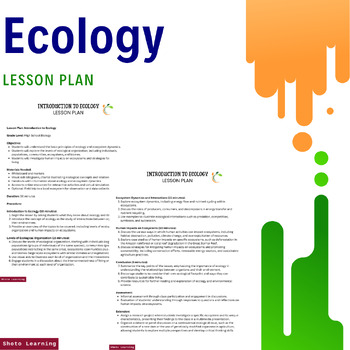 Preview of Ecological Explorations: Introduction to Ecology Lesson Plan