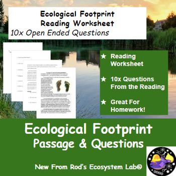 Preview of Ecological Footprint Reading Worksheet **Editable**