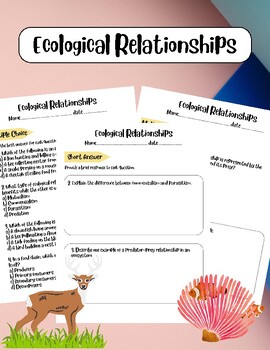 Preview of Ecological Interactions and Symbiosis Worksheet