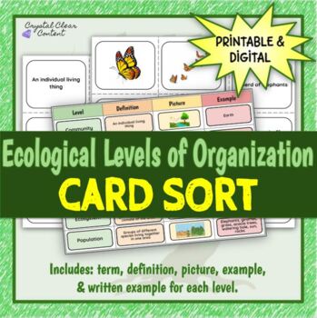 Preview of Ecological Levels of Organization Card Sort