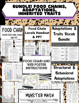 Preview of Comprehensive Bundle for Food Chains & Webs, Inherited Traits, and Adaptations