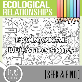 Preview of Ecological Relationships Vocabulary Activity | Seek and Find Science Doodle