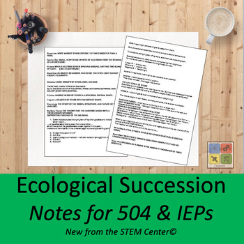 Preview of Ecological Succession NOTES for 504 & IEP's