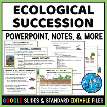 Preview of Ecological Succession PowerPoint with Notes, Questions, and Kahoot
