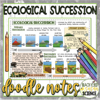 Ecological Succession Doodle Notes & Quiz by Black-Eyed Susan Science