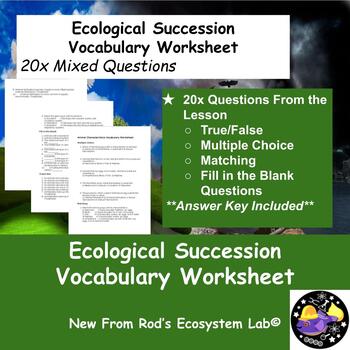 Preview of Ecological Succession Vocabulary Worksheet w/Answer Key **Editable**