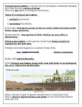 Preview of Ecological succession interactive teacher notes