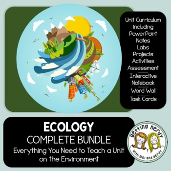 Preview of Ecology Complete Bundle - PowerPoint Unit, INB, Task Card, Word Wall