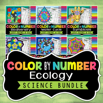 Preview of Ecology Color By Number Bundle | Science Color By Numbers