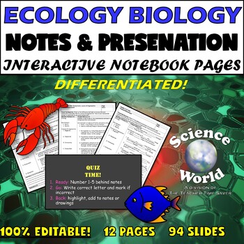 Preview of Ecology & Ecosystems Unit Notes & Slides Bundle- Biology Science Middle School