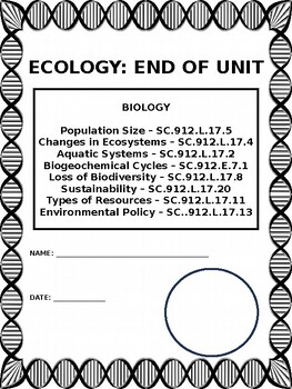 Preview of Ecology - End of Unit Packet