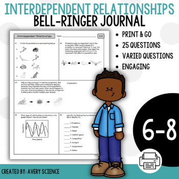 Preview of Ecology Interdependent Relationships Bell Ringer Journal