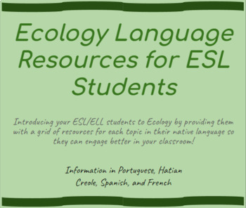 Preview of Ecology Language Resources for ESL Students