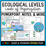 Ecological Levels of Organization PowerPoint, Notes, Quest