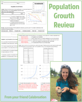 Preview of Ecology Population Growth Review Worksheet 