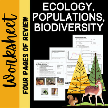 Preview of Ecology, Populations and Biodiversity Review Worksheet