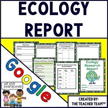 Preview of Ecology Project | Ecology Research Report | Google Classroom | Google Slides