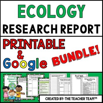Preview of Ecology Report Printable and Google Slides Bundle