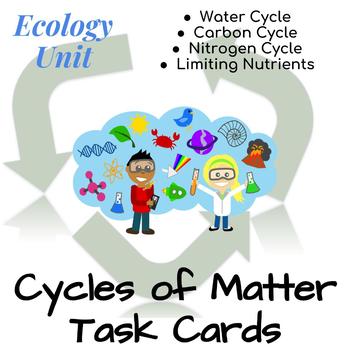 Preview of Ecology Task Cards: Cycles of Matter (Water, Carbon, Nitrogen Cycles)