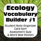 Ecology Terms #1: Student Note Organizer, Quiz, Card Sort,