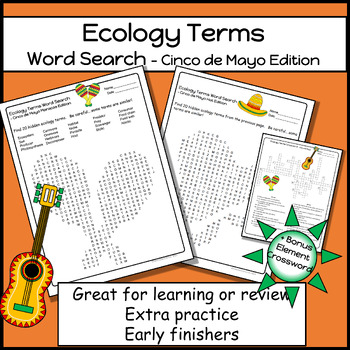Preview of Ecology Terms Word Search - Cinco de Mayo Edition