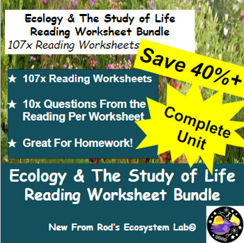 Preview of Ecology & The Study of Life Full Unit Reading Worksheet Bundle **Editable*