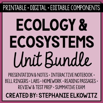 Preview of Ecology and Ecosystems Unit Bundle | Printable, Digital & Editable Components
