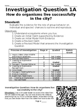 Preview of NGSS Ecology Unit: Investigation 1