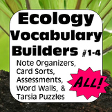 Ecology Vocabulary Builders 1-4 Quizzes, Card Sorts, Word 