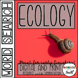 Ecology Word Search Activity Worksheet with Differentiatio