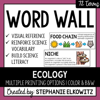 Preview of Ecology and Ecosystems Word Wall | Science Vocabulary