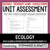 Ecology and the Environment Unit Exam | Editable | Printab