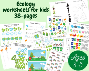 Preview of Earth day worksheets, Ecology workbook for Preschool, Kindergarten activities