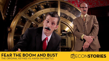 Preview of Econ Stories "Fear the Boom and Bust" Video: Keynes vs. Hayek Worksheet