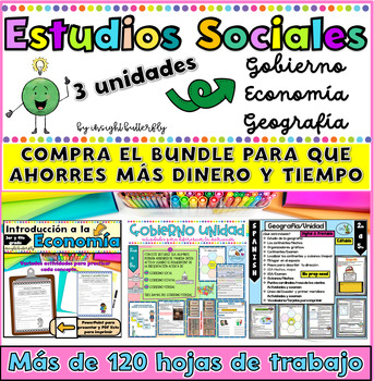 Preview of Social Studies Spanish Economia Gobierno Geografia Unidades  Estudios Sociales