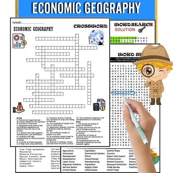 Preview of Economic Geography Fun Worksheets ,Word Search ,Crosswords,PUZZLE