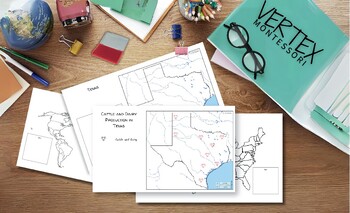 Preview of Economic Geography Templates of US, World and Texas with sample charts
