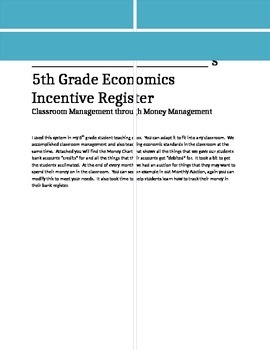 Preview of Economic Incentive Classroom Management