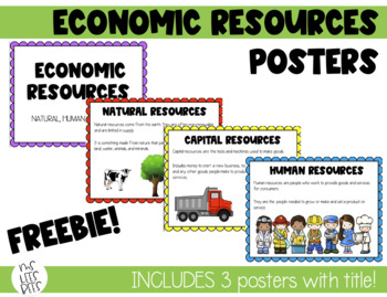 Preview of FREEBIE: Economic Resources Posters - Natural, Human, Capital