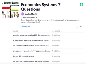 Preview of Economic Systems 7 Questions Plickers/Exit Ticket