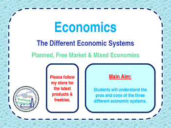 Preview of Economic Systems - Planned, Mixed & Free Marked Economies - PPT & Group Task