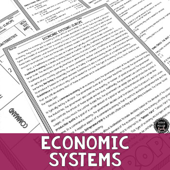 Preview of Economic Systems Reading & Writing Activity (SS6E7, SS6E7a) GSE