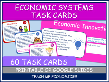 Preview of Economic Systems Task Cards, Google Slides or Printable Worksheet for Economics