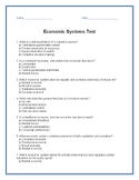 Economic Systems Test with answer key