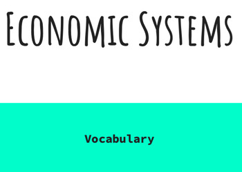 Preview of Economic Systems Vocabulary Slideshow with Definitions and Worksheet