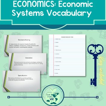 Preview of Economic Systems Vocabulary with Definitions