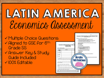 Preview of Economic Understandings of Latin America Assessment (SS6E1, SS6E2, SS6E3)
